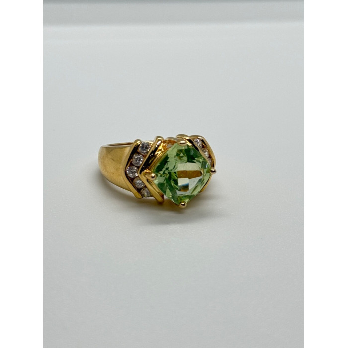 925 Sterling Silver Gold Plated CZ Ring Size 6