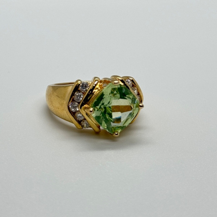 925 Sterling Silver Gold Plated CZ Ring Size 6