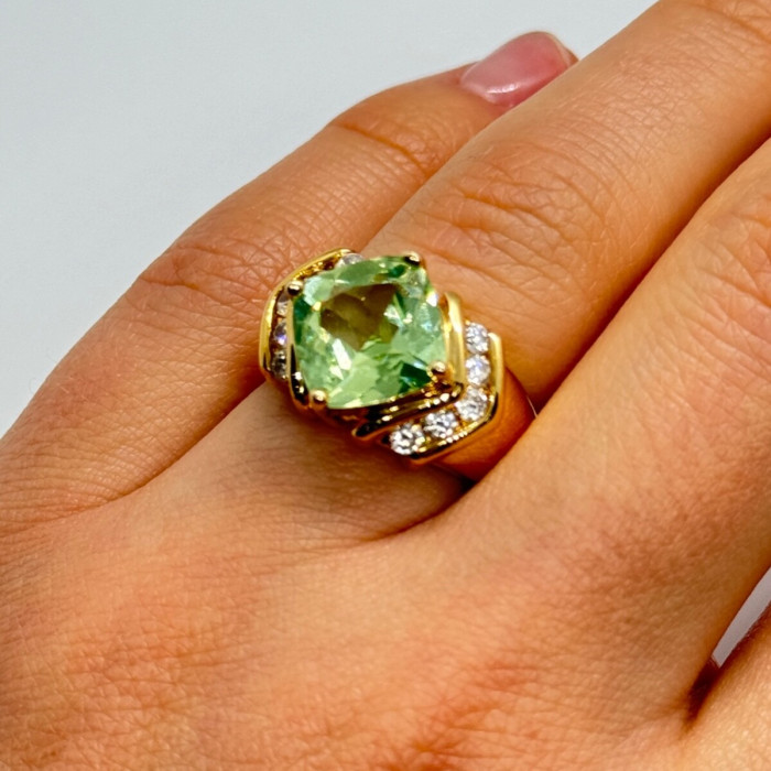 925 Sterling Silver Gold Plated CZ Ring Size 6