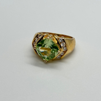 925 Sterling Silver Gold Plated CZ Ring Size 6