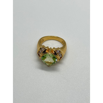 925 Sterling Silver Gold Plated CZ Ring Size 6