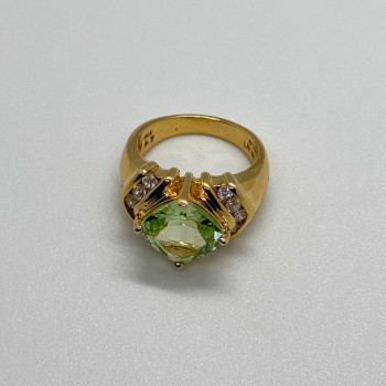 925 Sterling Silver Gold Plated CZ Ring Size 6