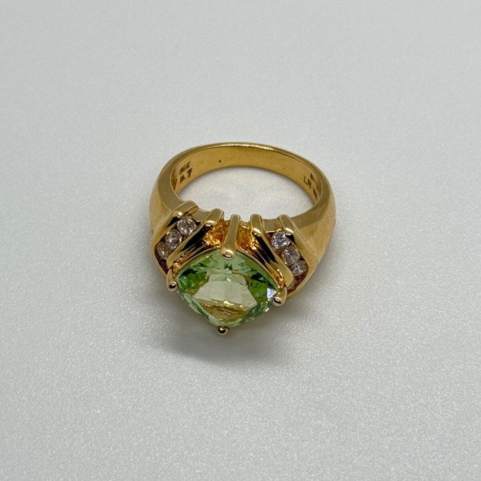 925 Sterling Silver Gold Plated CZ Ring Size 6