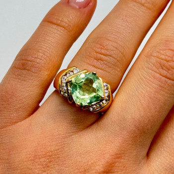 925 Sterling Silver Gold Plated CZ Ring Size 6