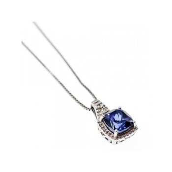 925 Sterling Silver Sapphire & Diamond Chain with Pendant