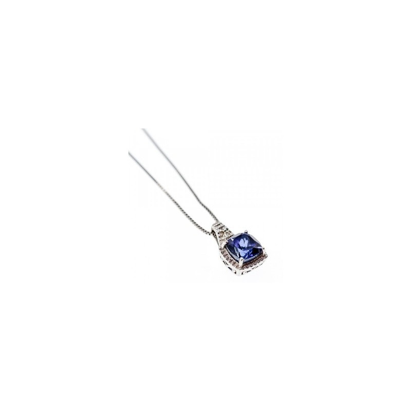 925 Sterling Silver Sapphire & Diamond Chain with Pendant