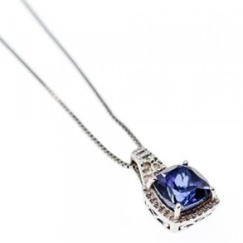 925 Sterling Silver Sapphire & Diamond Chain With Pendant