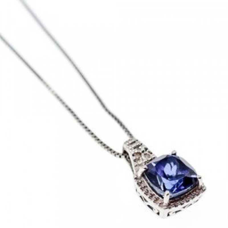 925 Sterling Silver Sapphire & Diamond Chain With Pendant