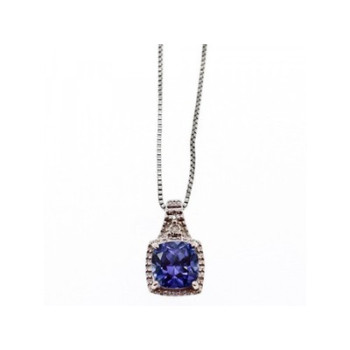 925 Sterling Silver Sapphire & Diamond Chain with Pendant
