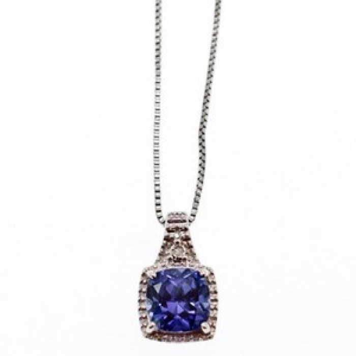 925 Sterling Silver Sapphire & Diamond Chain With Pendant