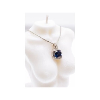925 Sterling Silver Sapphire & Diamond Chain with Pendant