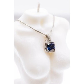 925 Sterling Silver Sapphire & Diamond Chain With Pendant