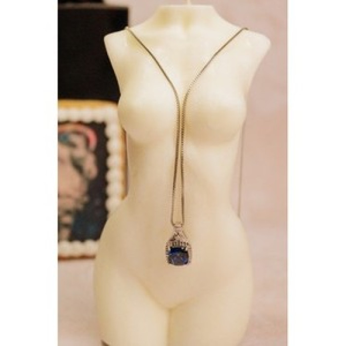 925 Sterling Silver Sapphire & Diamond Chain With Pendant
