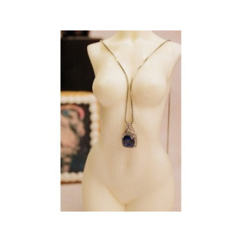 925 Sterling Silver Sapphire & Diamond Chain with Pendant
