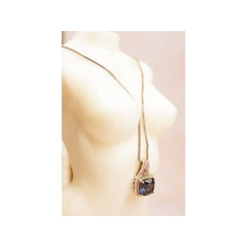 925 Sterling Silver Sapphire & Diamond Chain with Pendant