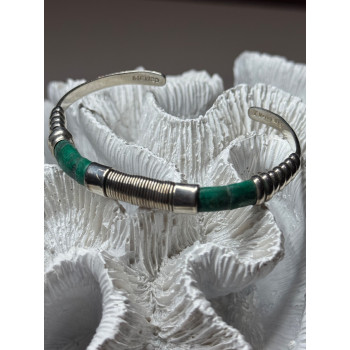 Vintage 925 Sterling Silver Malachite Bracelet