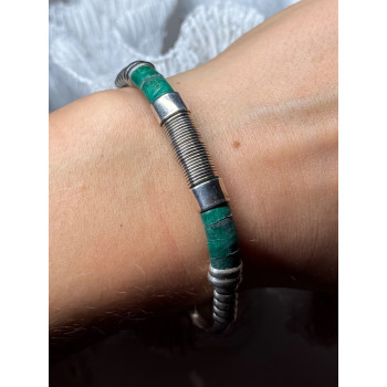 Vintage 925 Sterling Silver Malachite Bracelet