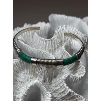 Vintage 925 Sterling Silver Malachite Bracelet