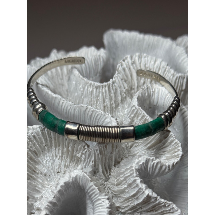 Vintage 925 Sterling Silver Malachite Bracelet