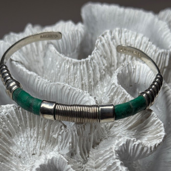 Vintage 925 Sterling Silver Malachite Bracelet