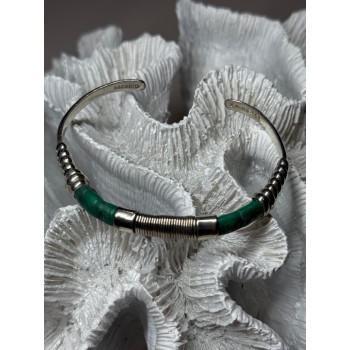 Vintage 925 Sterling Silver Malachite Bracelet