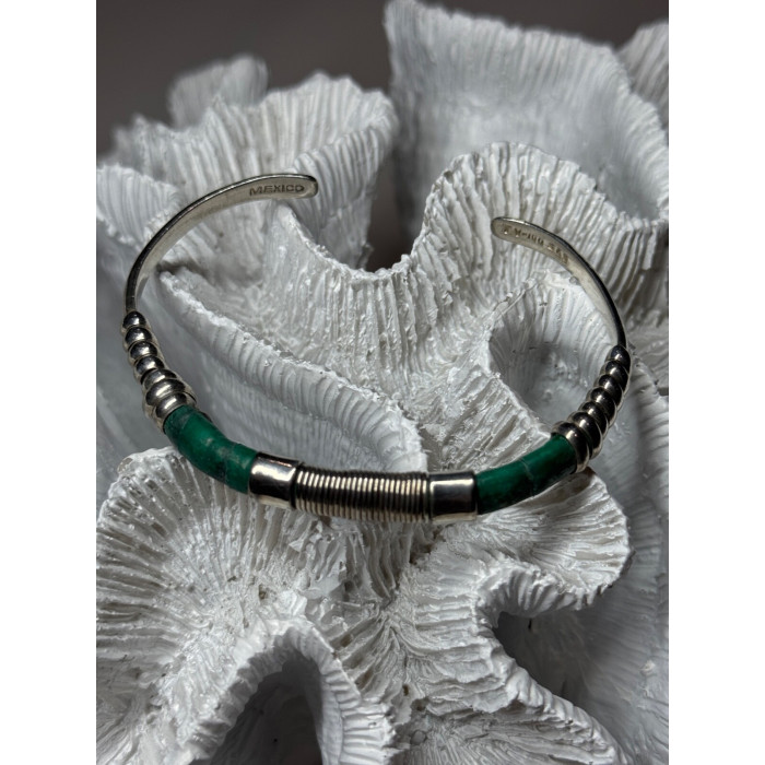 Vintage 925 Sterling Silver Malachite Bracelet