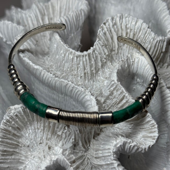Vintage 925 Sterling Silver Malachite Bracelet