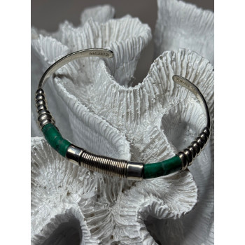Vintage 925 Sterling Silver Malachite Bracelet