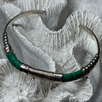 Vintage 925 Sterling Silver Malachite Bracelet