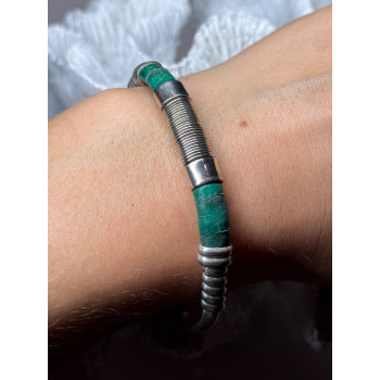 Vintage 925 Sterling Silver Malachite Bracelet