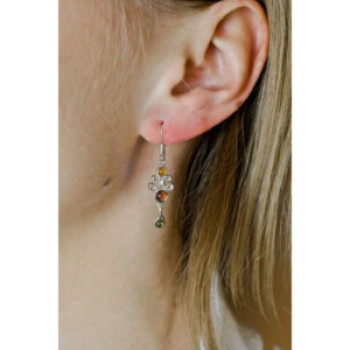 925 Sterling Silver Amber Earrings