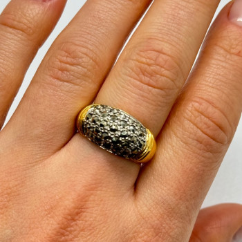 925 Sterling Silver Gold Plated Marcasite Ring Size 8