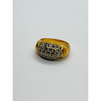 925 Sterling Silver Gold Plated Marcasite Ring Size 8