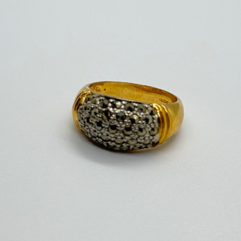 925 Sterling Silver Gold Plated Marcasite Ring Size 8