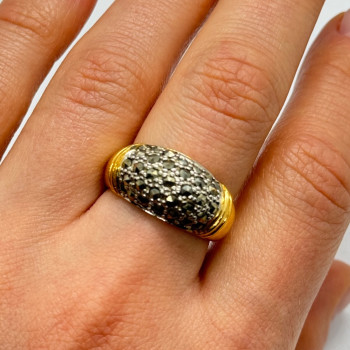 925 Sterling Silver Gold Plated Marcasite Ring Size 8