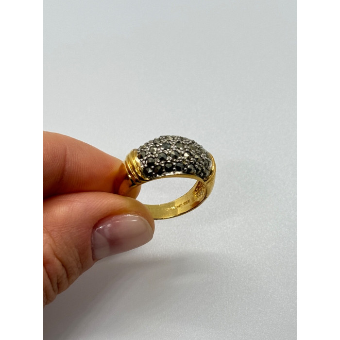 925 Sterling Silver Gold Plated Marcasite Ring Size 8