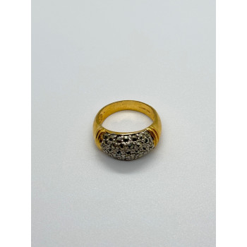 925 Sterling Silver Gold Plated Marcasite Ring Size 8