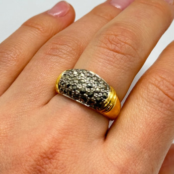925 Sterling Silver Gold Plated Marcasite Ring Size 8