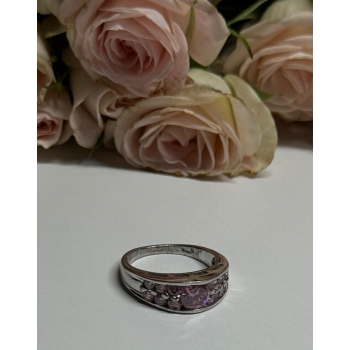 925 Sterling Silver Pink Topaz Ring Size 6
