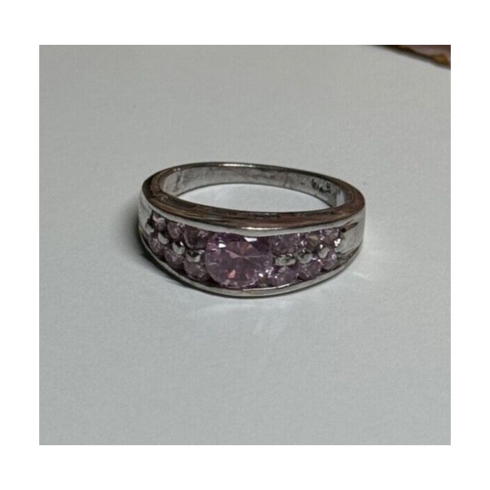 925 Sterling Silver Pink Topaz Ring Size 6