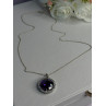 925 Sterling Silver Purple Crystal & CZ Necklace Length 18 Inch