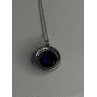925 Sterling Silver Purple Crystal & CZ Necklace Length 18 Inch