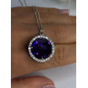 925 Sterling Silver Purple Crystal & CZ Necklace Length 18 Inch