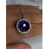 925 Sterling Silver Purple Crystal & CZ Necklace Length 18 Inch