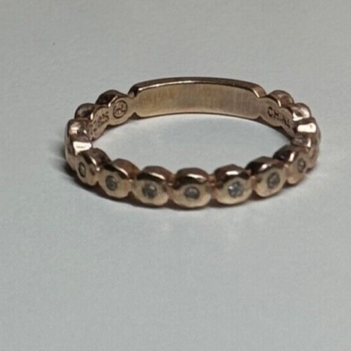 925 Sterling Silver Gold Plated CZ Ring Size 7