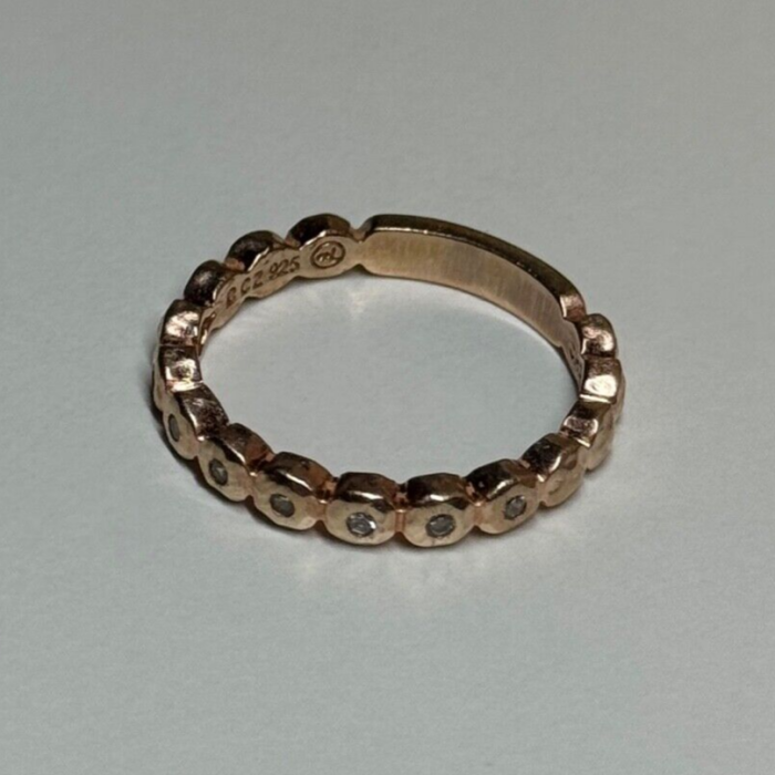 925 Sterling Silver Gold Plated CZ Ring Size 7