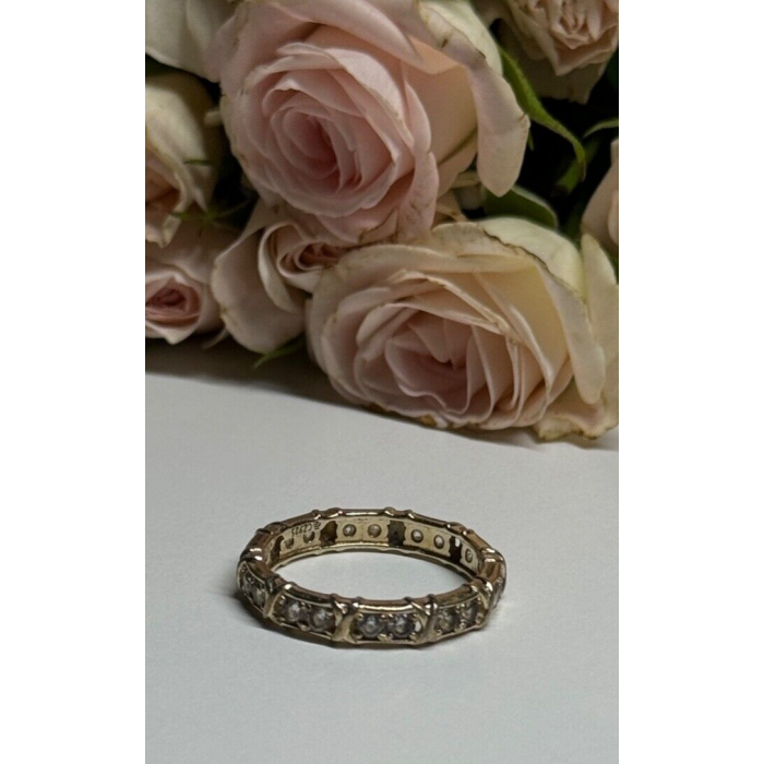 925 Sterling Silver Gold Plated CZ Ring Size 9