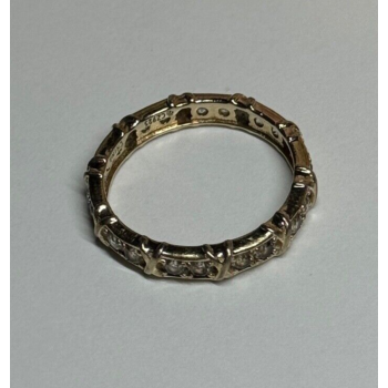 925 Sterling Silver Gold Plated CZ Ring Size 9