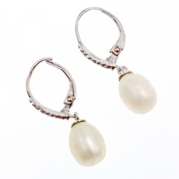 925 Sterling Silver Pearls & CZ Earrings
