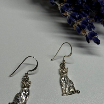 925 Sterling Silver Cats Earrings